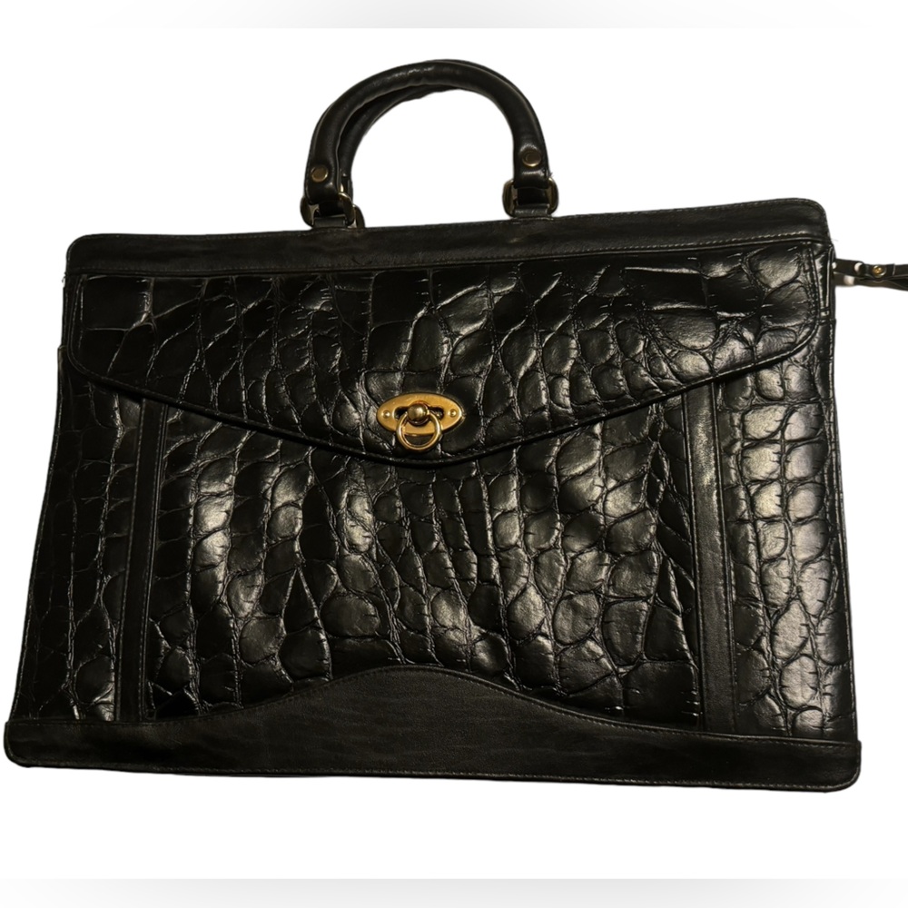 Vintage Black Jackson Pebbled Leather Briefcase Attaché IPad Laptop Case MINTY